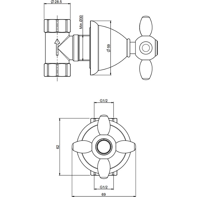 Запорный вентиль 1/2" Fima Carlo Frattini Olivia F5023/1OR (золотой)